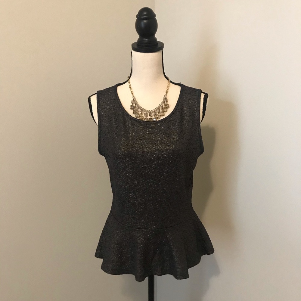 Estam Shimmery Olive Peplum Top